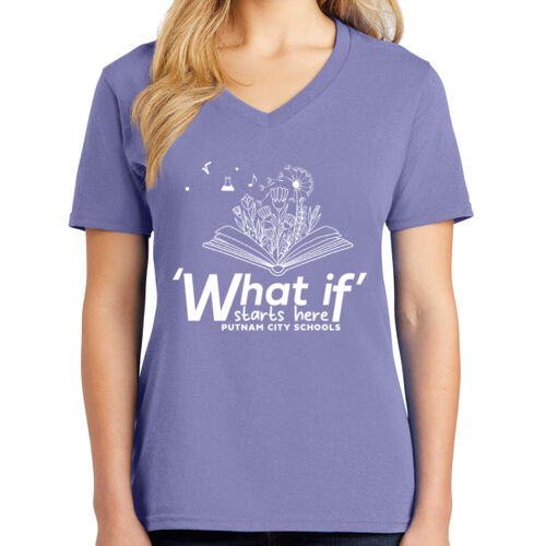 PRINTED - Port & Co™ Women's Core Cotton V-Neck Tee Thumbnail